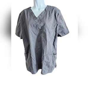 Scrubstar size large gray scrub top 3 pockets gently used